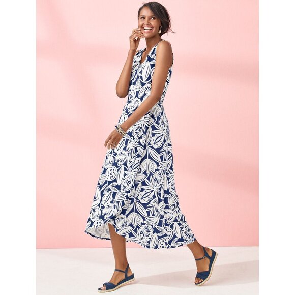 Talbots Jersey Faux Wrap Maxi Dress MP Medium Petite - Picture 2 of 8